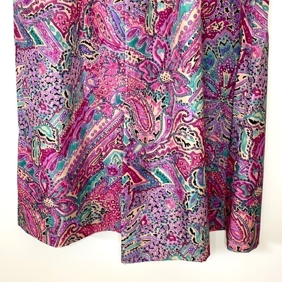 NWT VTG Pleated Pink & Purple Paisley Midi Skirt - Picture 4 of 13